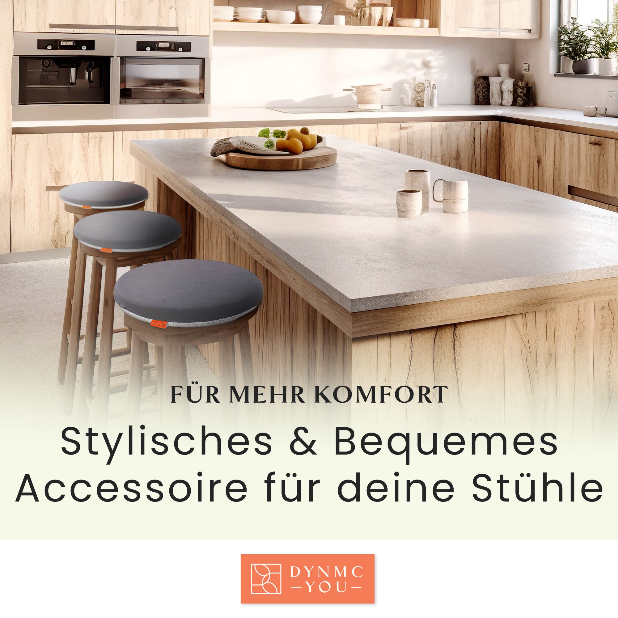 Stylische Sitzkissen 40 cm rund für bequemes Sitzen auf Hockern und Stühlen