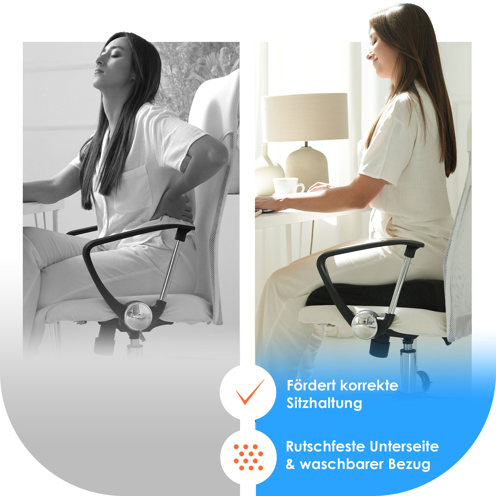 Ergonomische Sitzerhöhung für Bürostuhl & Auto
