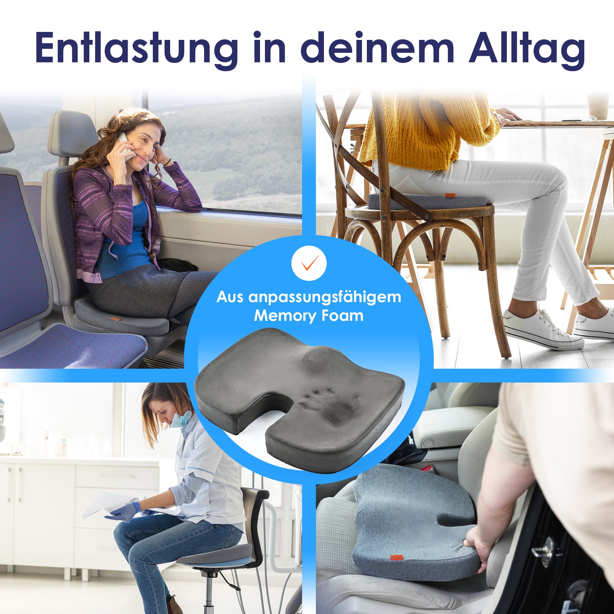 U-Form Sitzkissen für Büro, Zuhause und unterwegs