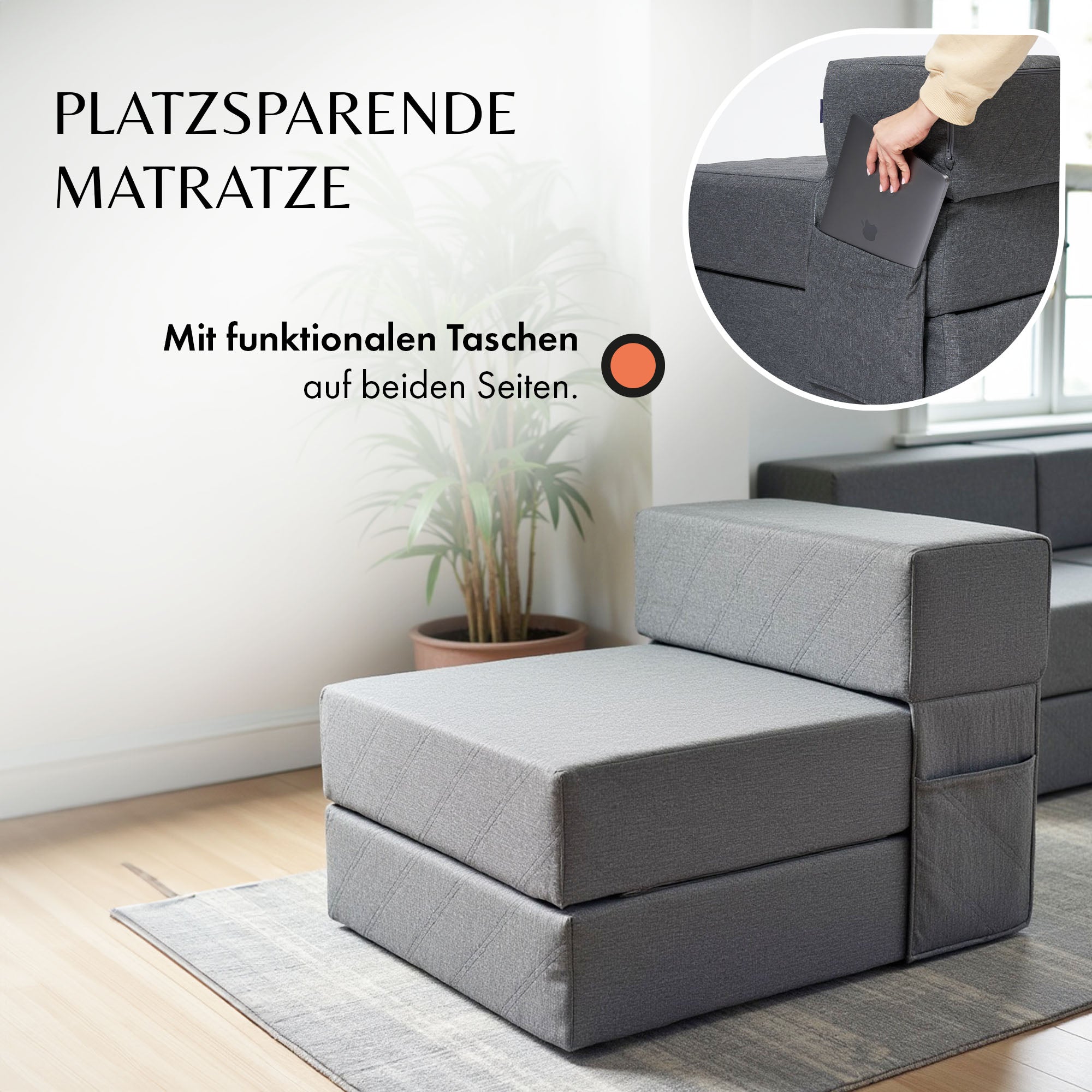 Klappmatratze 75 x 200 cm mit Lehne / Schlafsessel