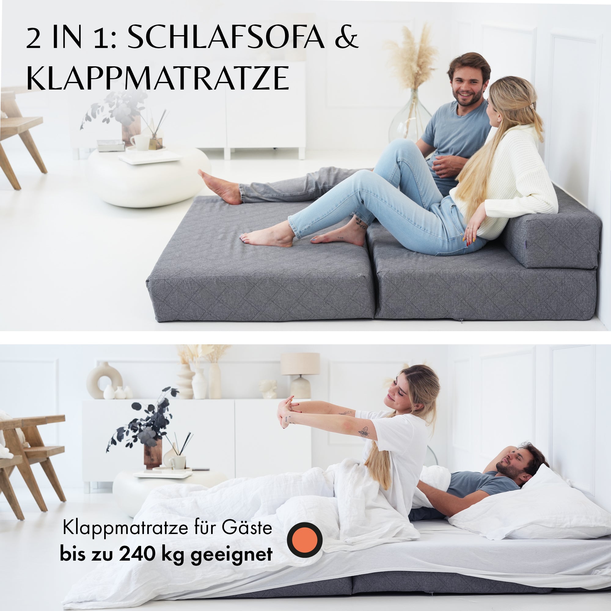 Klappmatratze 120 x 200 cm mit Lehne / Schlafsofa