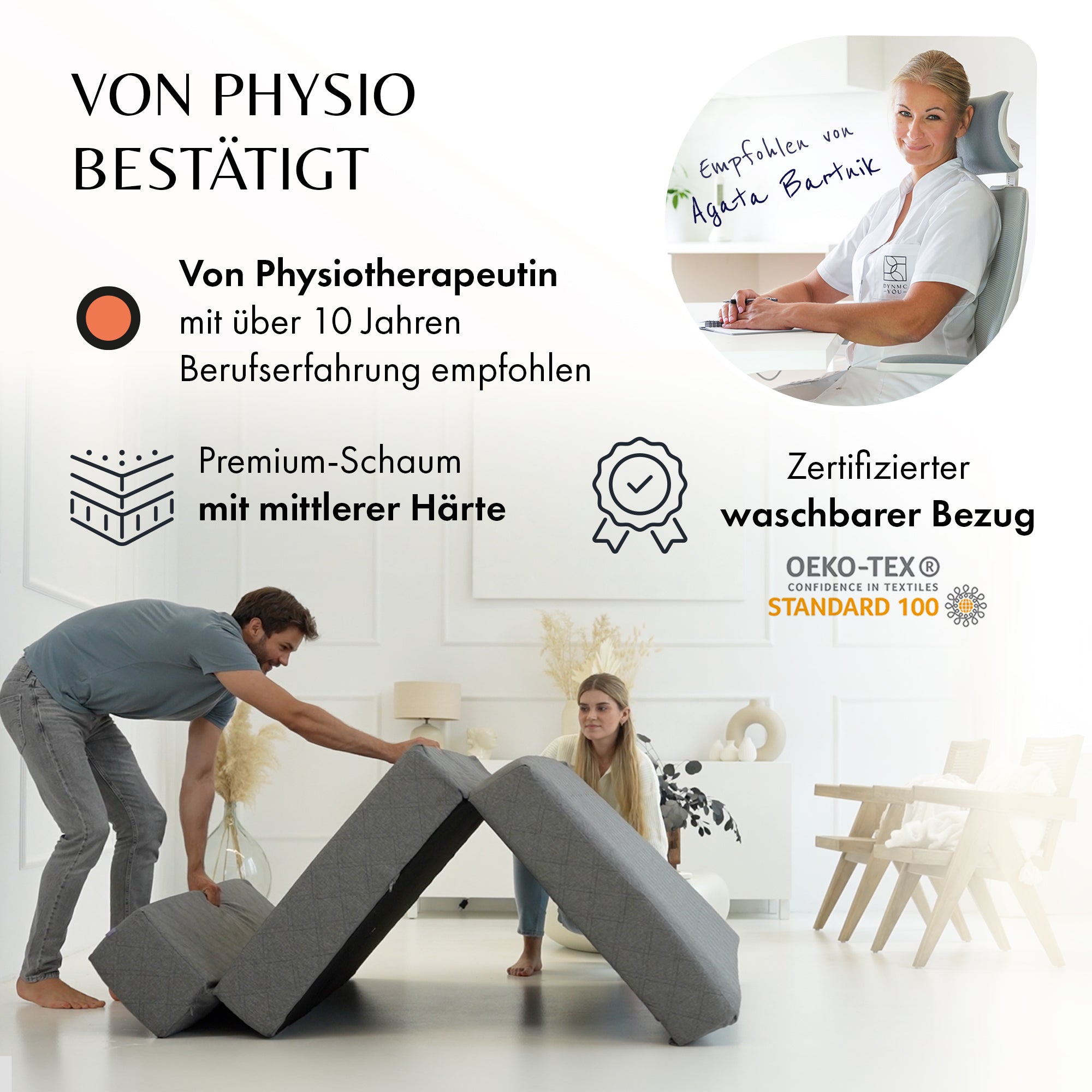 Klappmatratze 120 x 200 cm mit Lehne / Schlafsofa