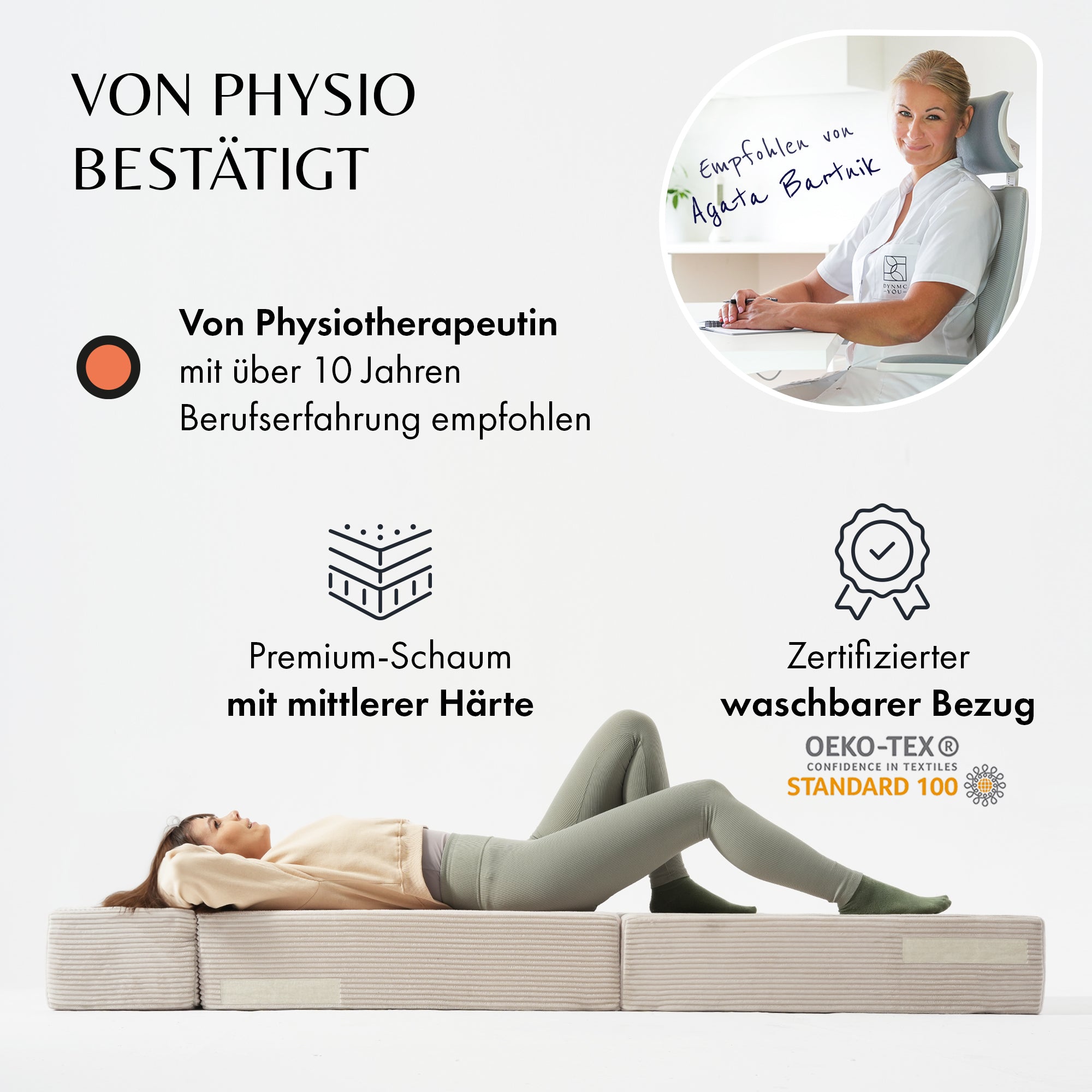 Klappmatratze Beige 75 x 200 cm mit Lehne / Schlafsessel