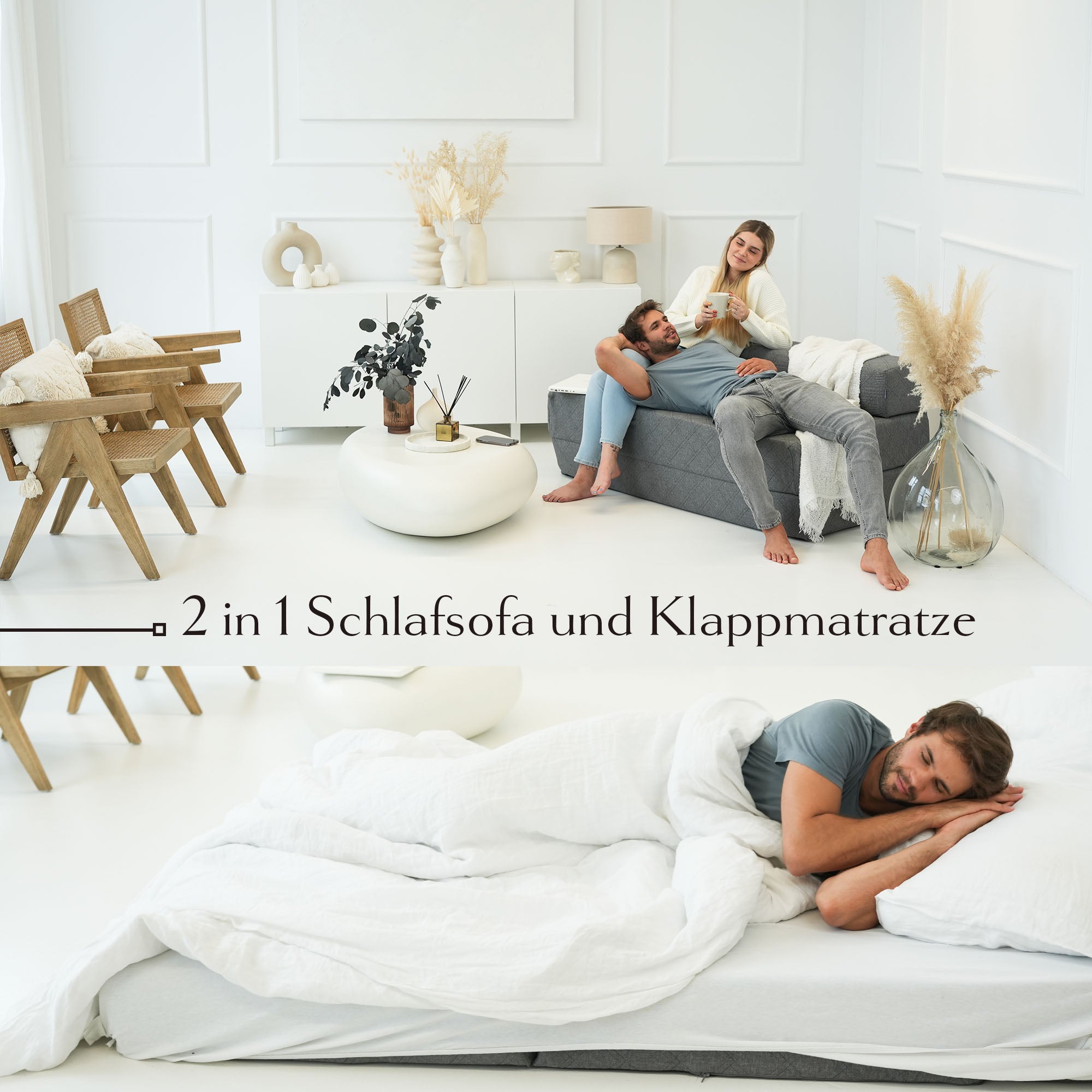 Klappmatratze 140 x 200 cm mit Lehne / Schlafsofa