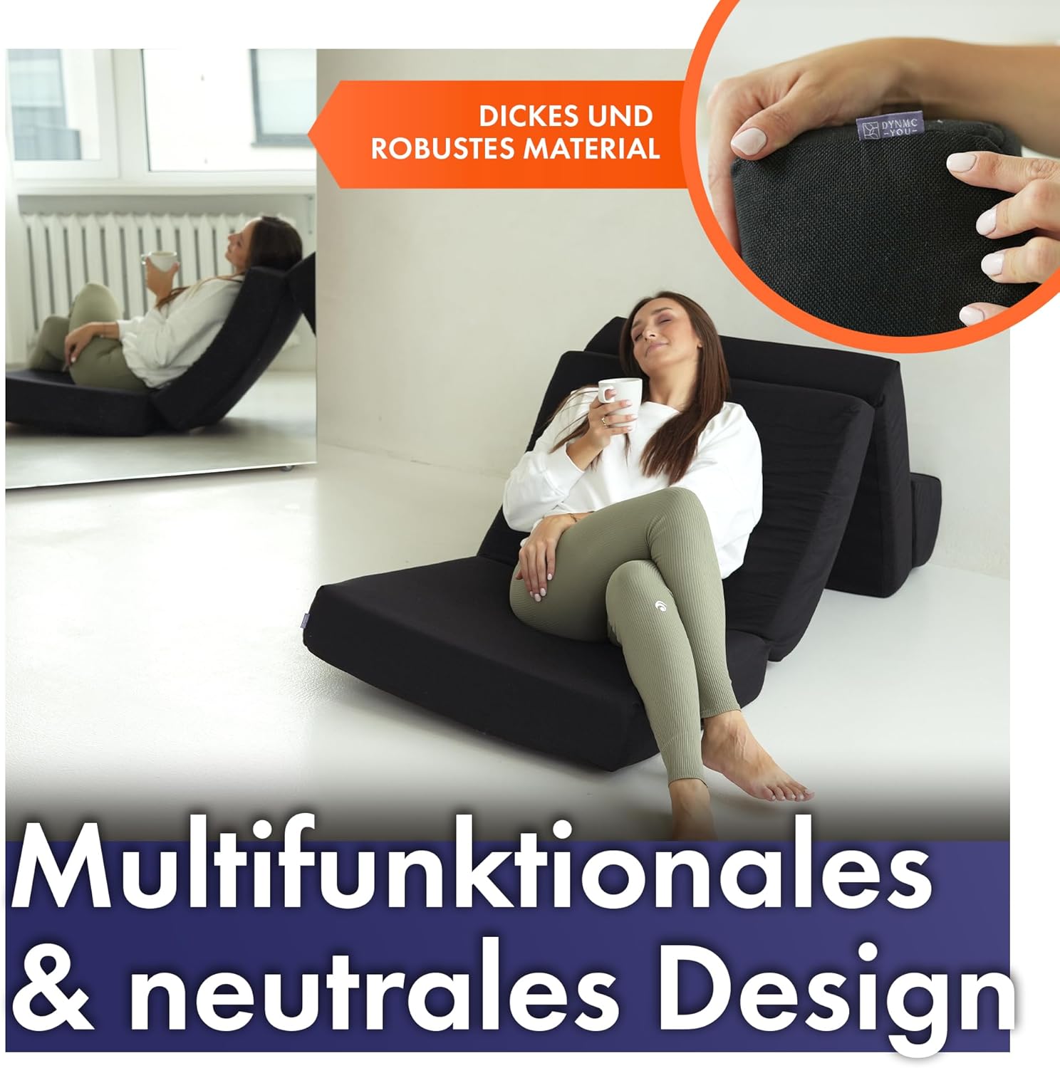 Die Klappmatratze 70x200 cm hat ein multifunktionales und neutrales Design und lässt sich in einen Schlafsessel verwandeln