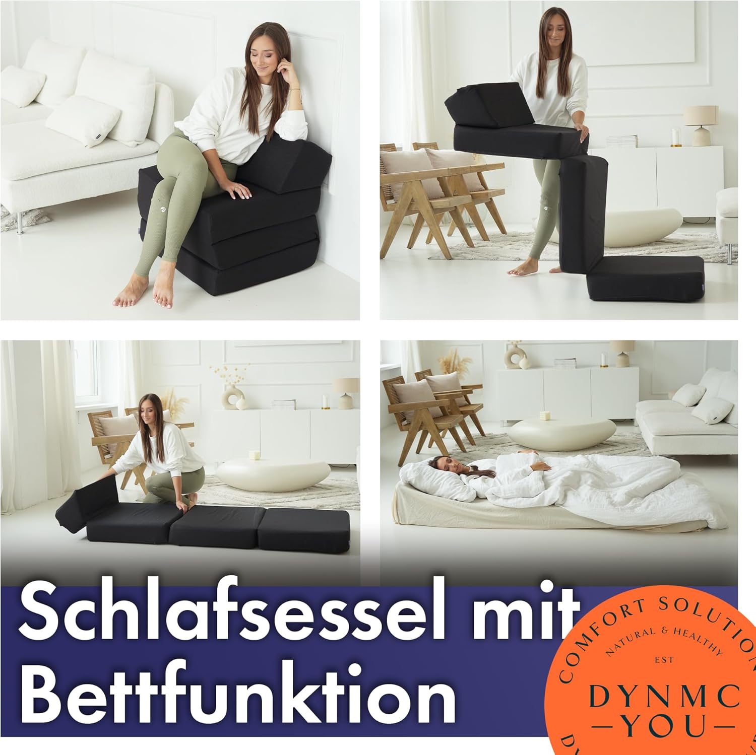 Klappmatratze 70 x 200 cm Sessel schwarz
