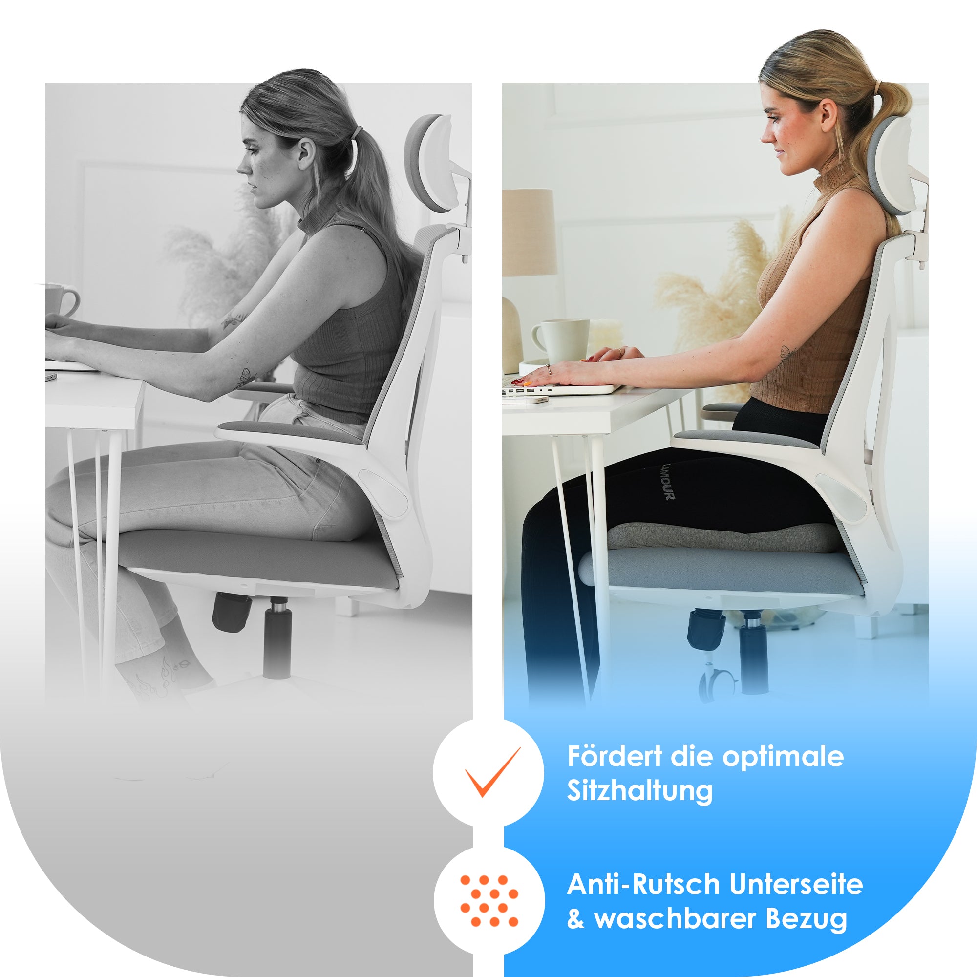 orthopädisches sitzkissen fördert die optimale Haltung