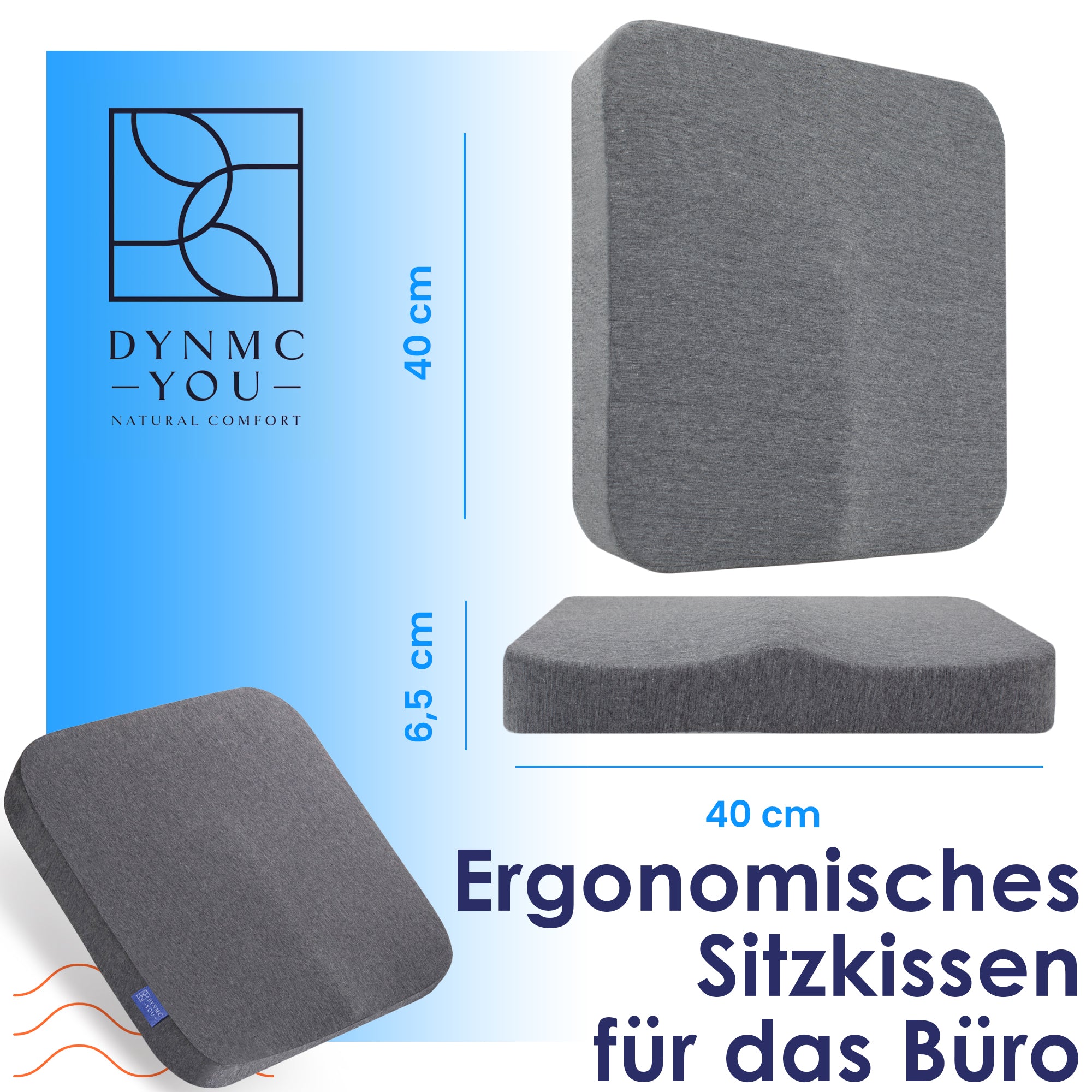 DYNMC YOU ergonomisches Sitzkkissen 40x40x6,5cm