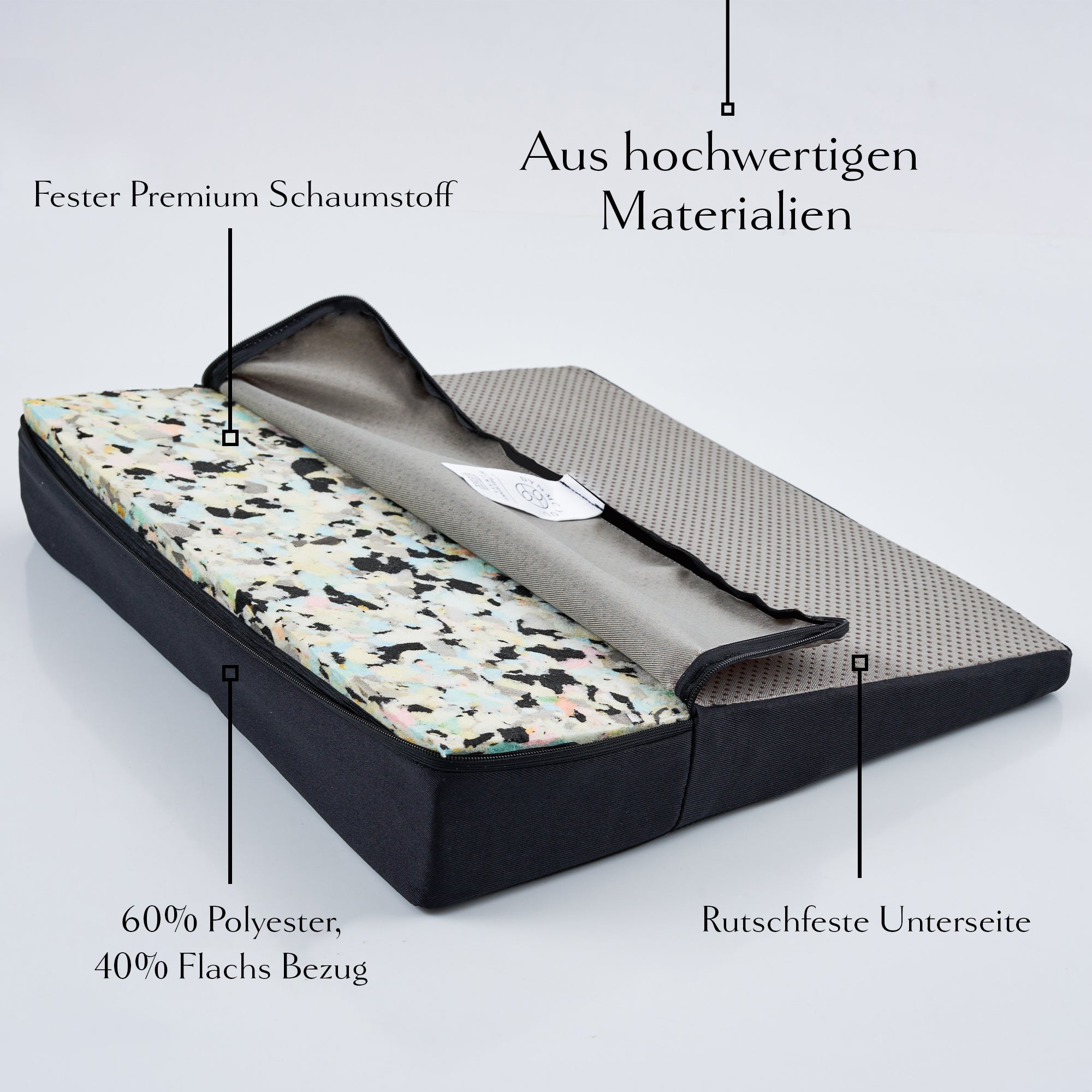 Orthopädisches Keilkissen Eckig Schwarz - 37x33cm