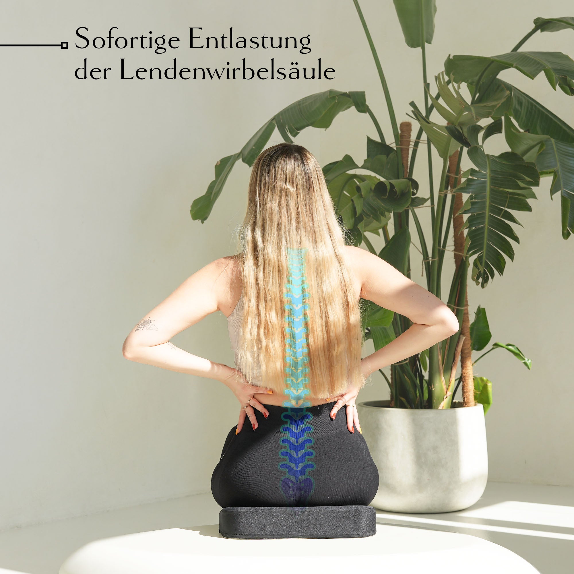 Orthopädisches Keilkissen Gerundet Schwarz - 37x33.5cm