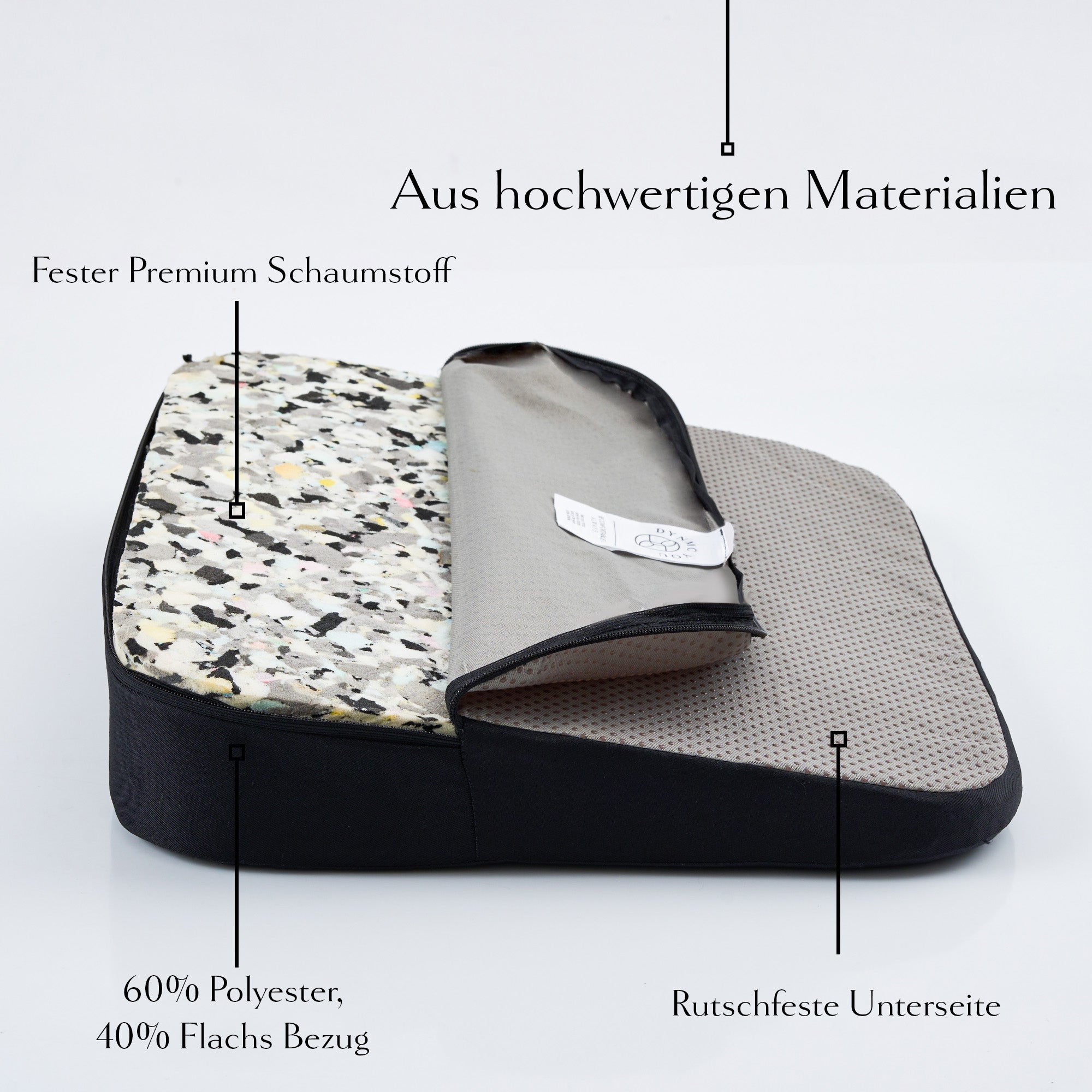 Orthopädisches Keilkissen Gerundet Schwarz - 37x33.5cm