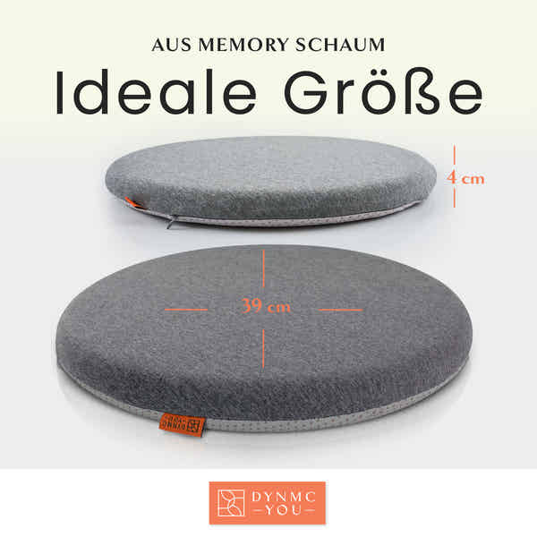 Sitzkissen Rund 40 Cm 2er Set Runde Sitzkissen 40 Cm Für Außenbereich – Wasserdicht, UV-beständig, Mit Memory-Schaum (7 Cm) Und Befestigungsbändern – Grau, 40x40x5 Cm