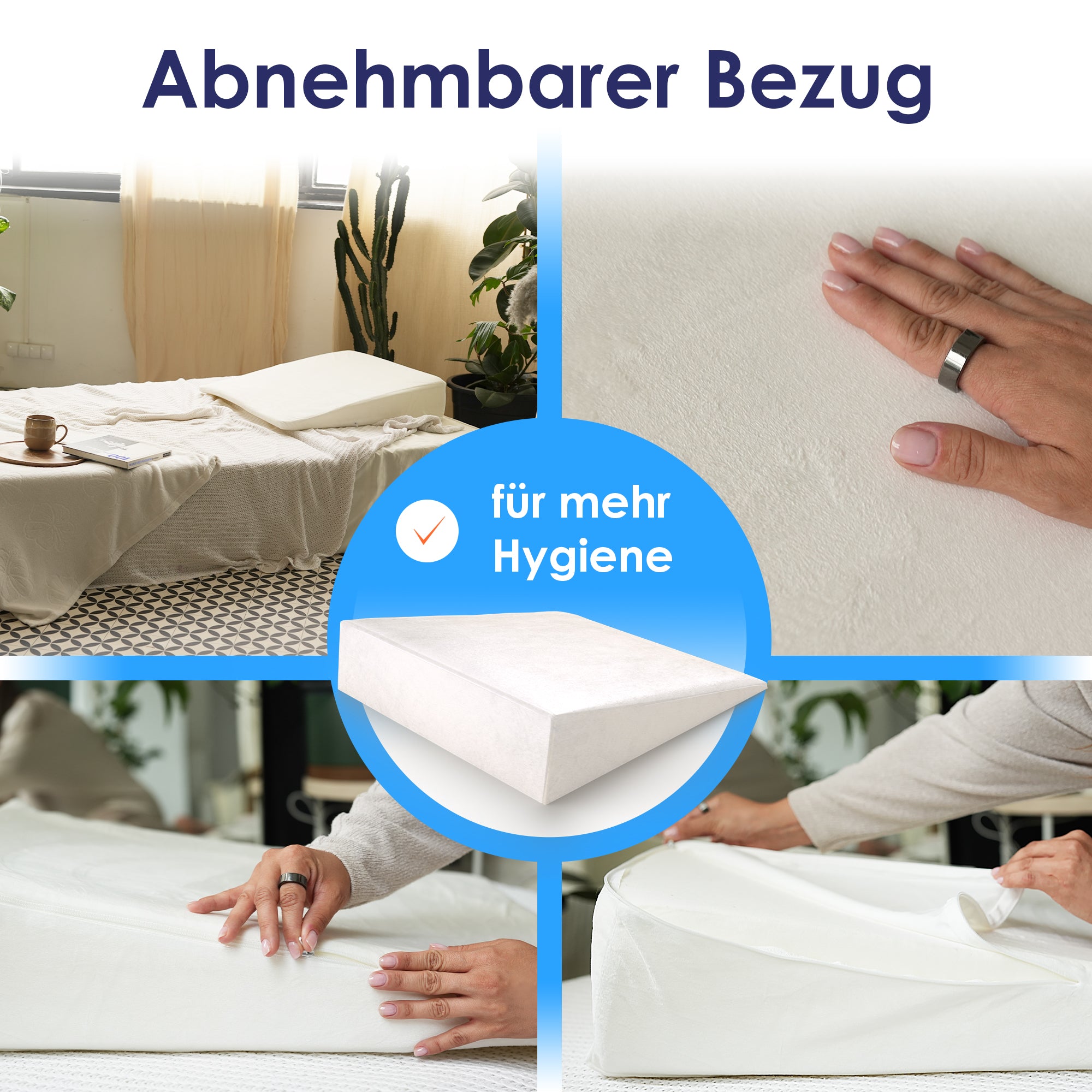 Keilkissen Bett 80 cm mit abnehmbarem Bezug