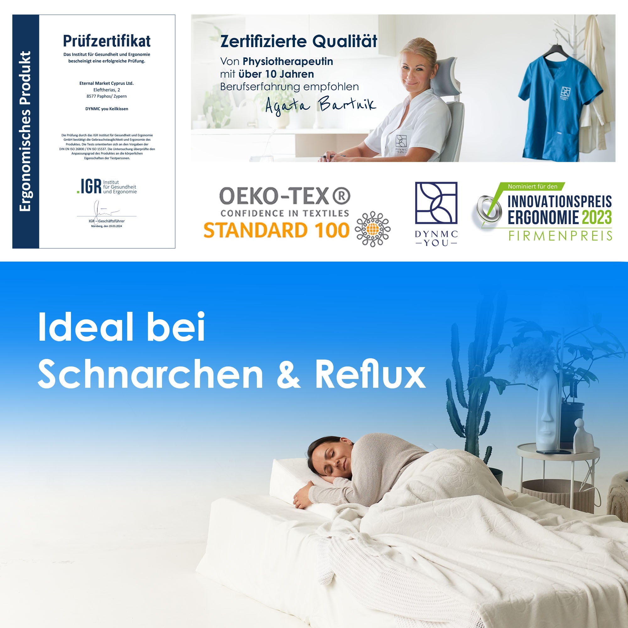 Keilkissen Bett 80 cm bei Reflux und Schnarchen