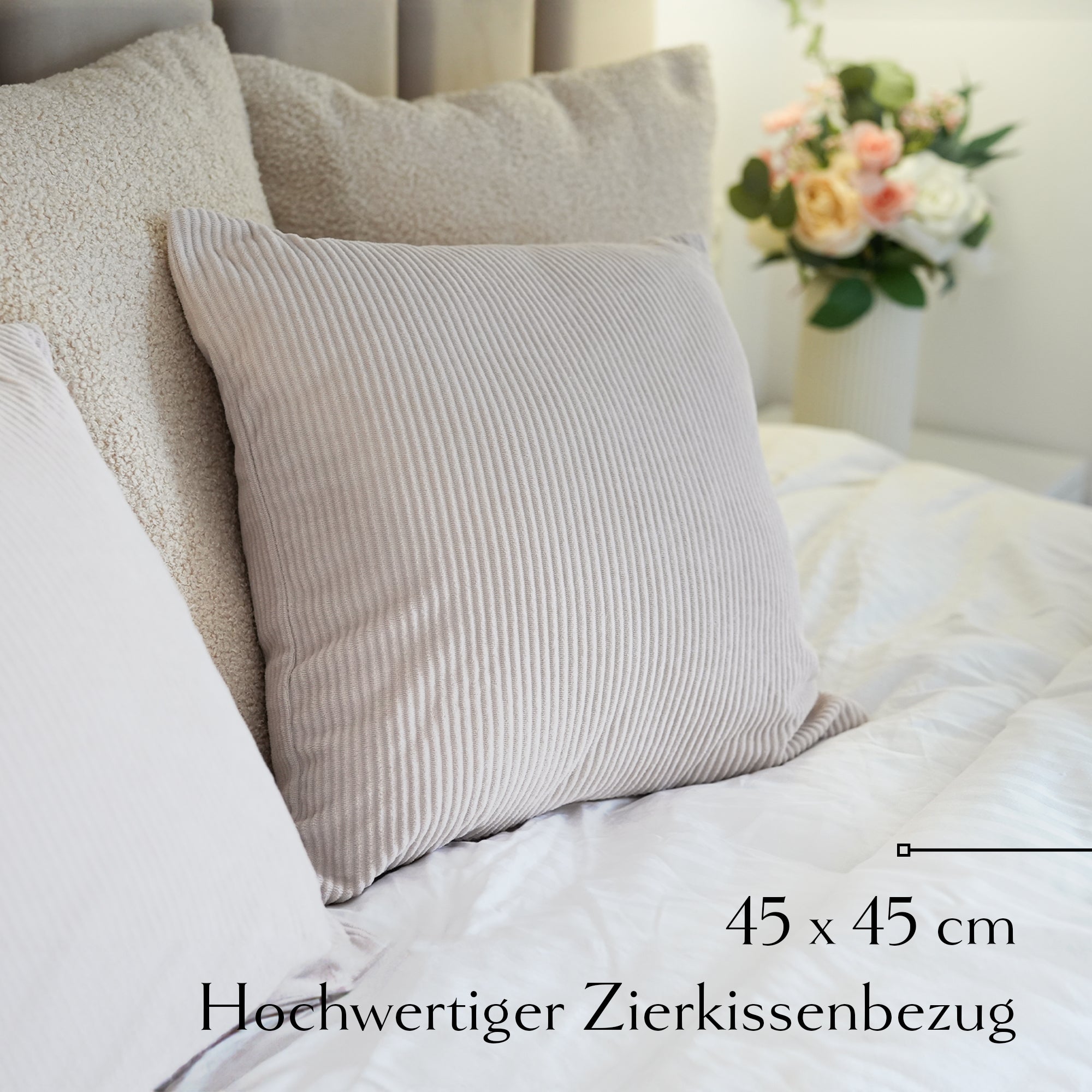 Cord Kissenbezug 45x45 cm Beige (4er-Set)