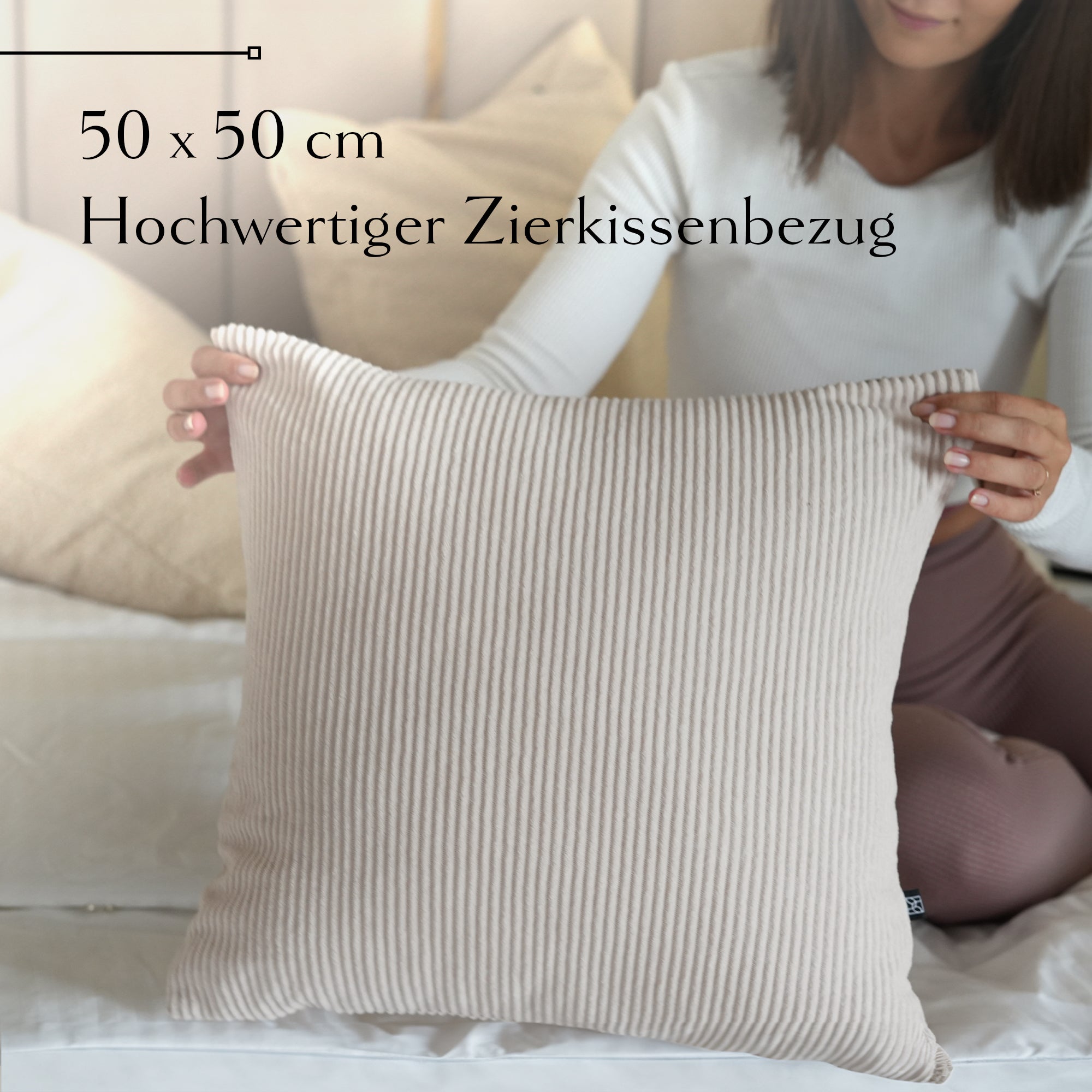 Cord Kissenbezug 50x50 cm Beige (4er-Set)