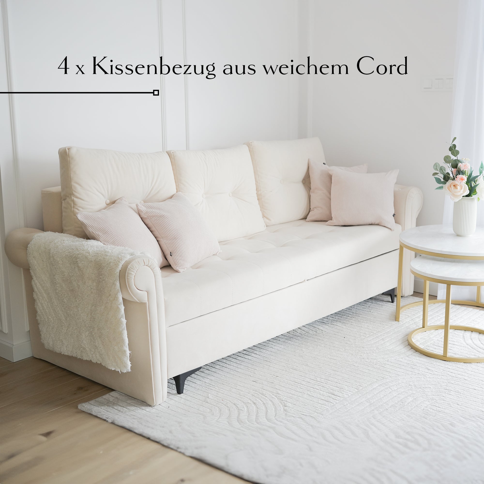 Cord Kissenbezug 45x45 cm Beige (4er-Set)